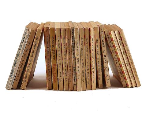 "JANSON, Hank" [i.e. Stephen Daniel FRANCES (d. 1989)]. Gun Moll for Hire, London, S. D. Frances, [1948 or later], 8vo, original coloured pictorial wrappers. With 19 other "pulp fiction" books by the same author. (20)