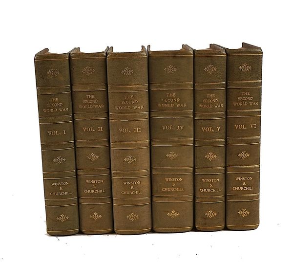 CHURCHILL, Winston (1874-1965). The Second World War, London, 1948-54, 6 vols, maps, some folding, modern blue morocco gilt. FIRST ENGLISH TRADE EDITION. With 9 other works in 13 vols.  (19)