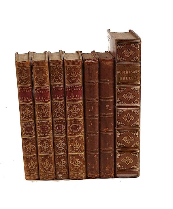 VIRGIL (17-90 BC). The Works, London, 1782, 4 vols., engraved plates, contemporary calf gilt. With 2 other 18th-century works in 3 vols. (7)