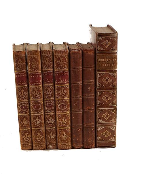 VIRGIL (17-90 BC). The Works, London, 1782, 4 vols., engraved plates, contemporary calf gilt. With 2 other 18th-century works in 3 vols. (7)