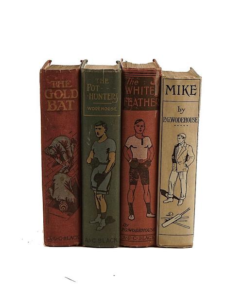 WODEHOUSE, P. G. (1881-1975).  The Gold Bat. London, "Reprinted August 1911", 8 plates, original coloured pictorial cloth. With 3 other books by the same author, early reprints without dust-jackets. (4)