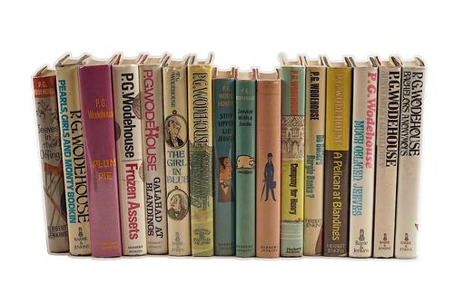 WODEHOUSE, P. G. (1881-1975). Jeeves in the Offing, London, 1960, original red cloth, dust-jacket. FIRST EDITION. With 15 other books by the same author, all FIRST EDITIONS in dust-jackets.  (16)