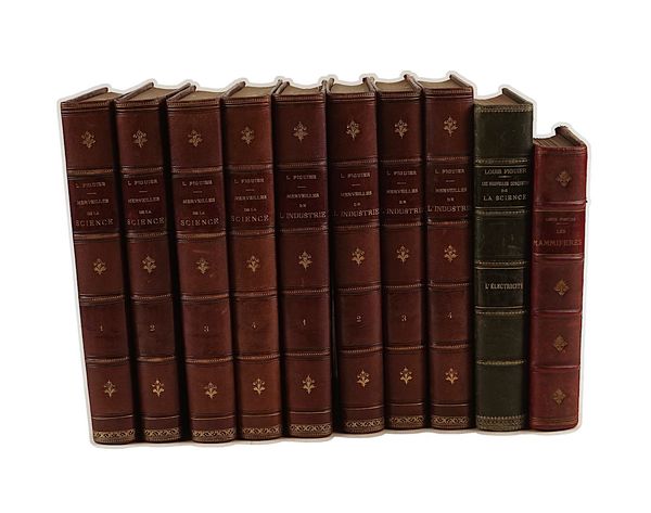 FIGUIER, Louis (1819-94). Les Merveilles de l' Industrie, Paris, [1873-77], 4 vols., contemporary morocco-backed boards. With 3 other works in 6 vols. (10)