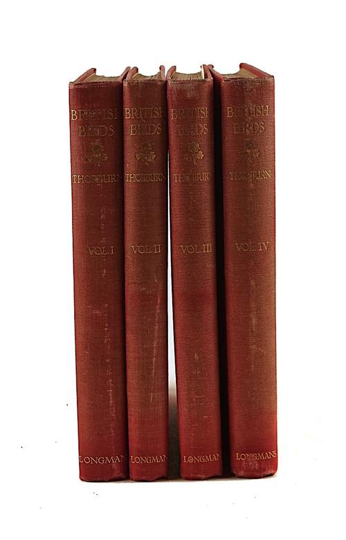 THORBURN, Archibald (1860-1935). British Birds, London, 1917-18, 4 vols., coloured plates by Archibald Thorburn, original red cloth.  Third edition. (4)