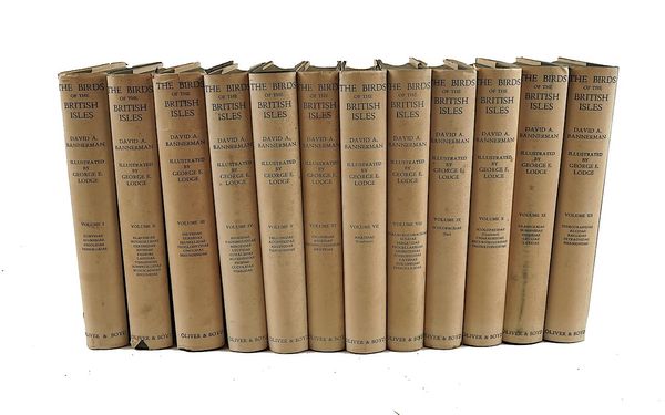BANNERMAN, David Armitage (1886-1979). The Birds of the British Isles, Edinburgh, 1953-63, 12 vols., coloured plates by George E. Lodge, original cloth, dust-jackets. FIRST EDITION. (12)