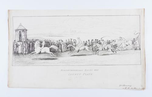 ALBUM, satirical, relating to the Northumberland Election of 1826, oblong 4to (290 x 455mm), comprising 6 etched plates of horse racing and other printed material. Please see the full description.