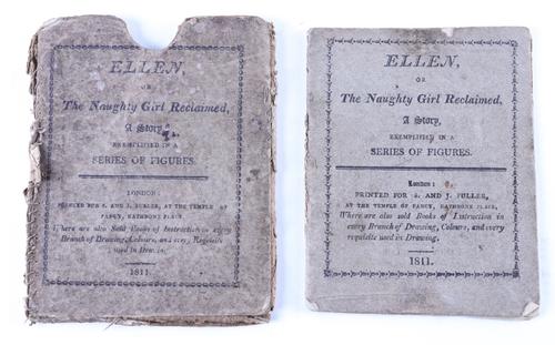 Ellen, or The Naughty Girl Reclaimed, A Story, Exemplified in a Series of Figures, London, 1811, original printed wrappers, slipcase. With 9 cut-out hand-coloured aquatint figures of Ellen, interchangeable head and one hat only ([?]of 5). RARE.