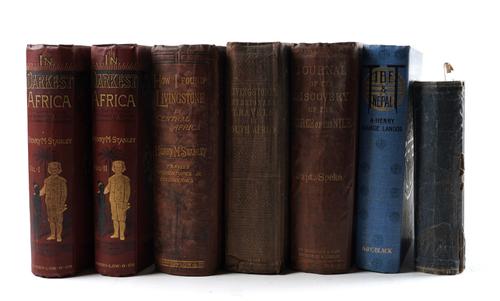STANLEY, Henry Morton (1841-1904). In Darkest Africa, London, 1890, 2 vols., 8vo, maps and plates, original russet pictorial cloth gilt. FIRST EDITION. With 5 other books of related interest. (7)