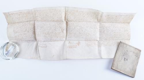 A substantial archive relating to the the Clan Campbell and Clan Iver Families, including various indentures, wills, land deeds, letters, pamphlets, etc., c.200 of the documents on vellum dating from the 16th-18th-centuries, some with wax seals. (qty)