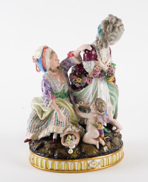A MEISSEN GROUP OF `THE BROKEN EGGS'