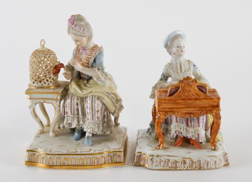 TWO MEISSEN FIGURES OF SENSES (2)