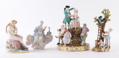 FOUR MEISSEN FIGURE GROUPS (4)