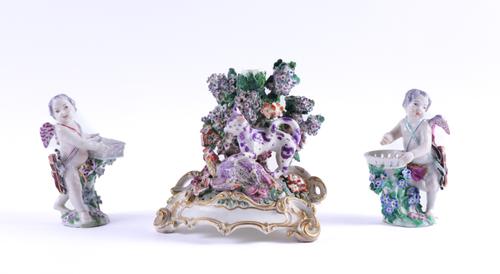 TWO CHELSEA PORCELAIN FIGURES OF CUPID