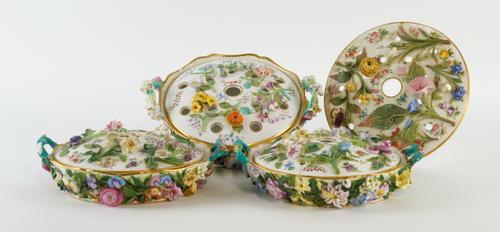 A PAIR OF MINTON POT POURRI BOWLS AND COVERS
