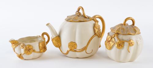 A ROYAL WORCESTER THREE PIECE PART TEA SERVICE