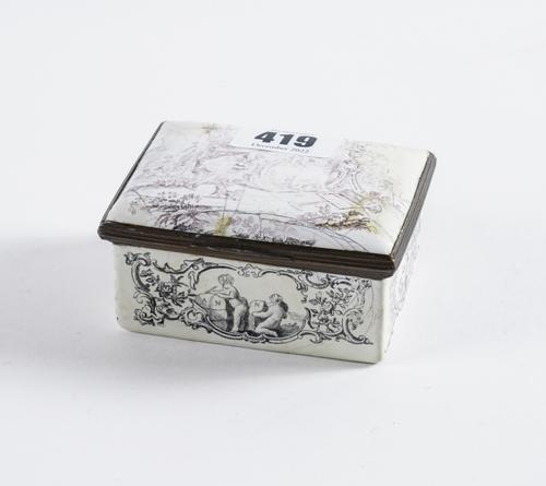 A RECTANGULAR ENAMEL SNUFF BOX