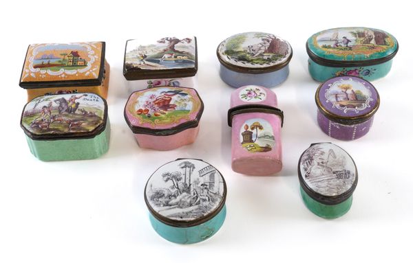 A GROUP OF NINE SMALL ENAMEL BOXES