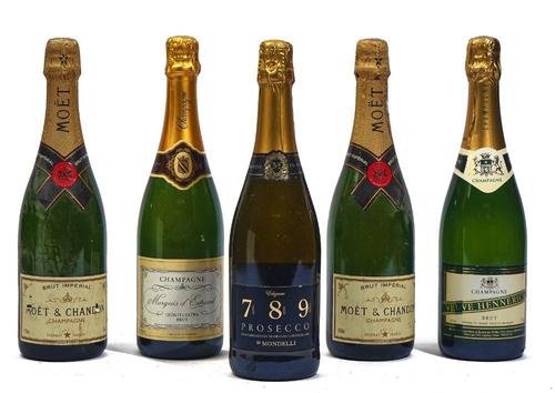 FOUR BOTTLES OF CHAMPAGNE AND ONE BOTTLE OF PROSECCO (5)