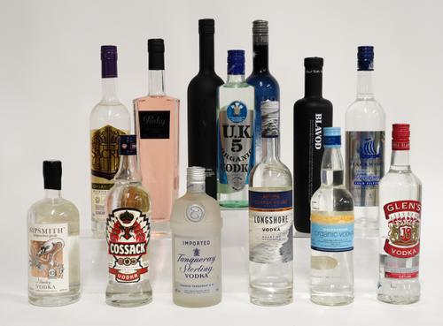 A COLLECTION OF THIRTEEN BRITISH VODKA BOTTLES (13)