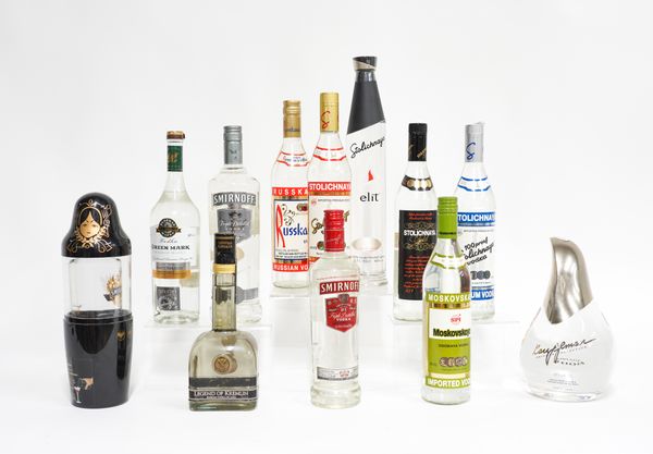 A COLLECTION OF THIRTEEN BOTTLES OF RUSSIAN AND LATVIAN VODKA (13)