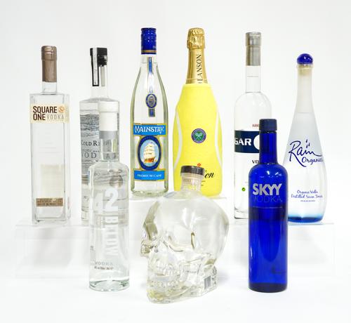 A COLLECTION OF EIGHT BOTTLES OF VODKA AND A BOTTLE OF CHAMPAGNE (9)