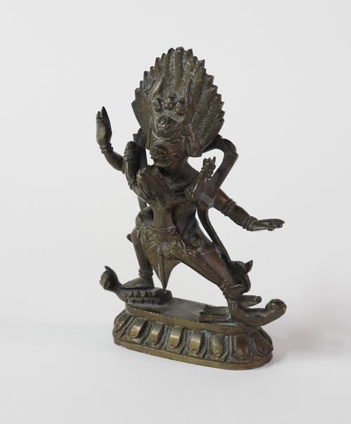 A SINO TIBETAN SMALL BRONZE FIGURE OF VAJRABHAIRAVA