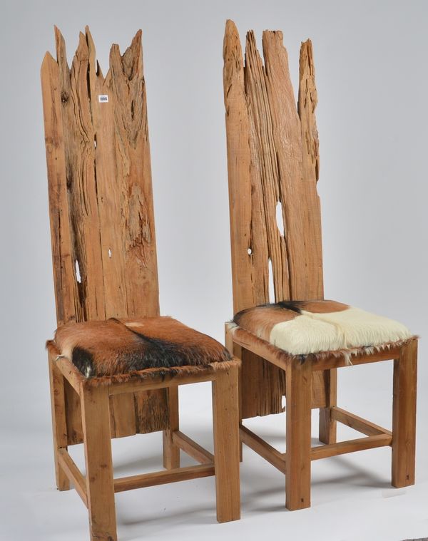 A PAIR OF DRIFTWOOD SIDE CHAIRS (2)