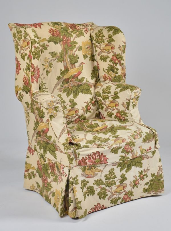 MAPLE AND CO.; A MID-18TH CENTURY STYLE WING-BACK ARMCHAIR