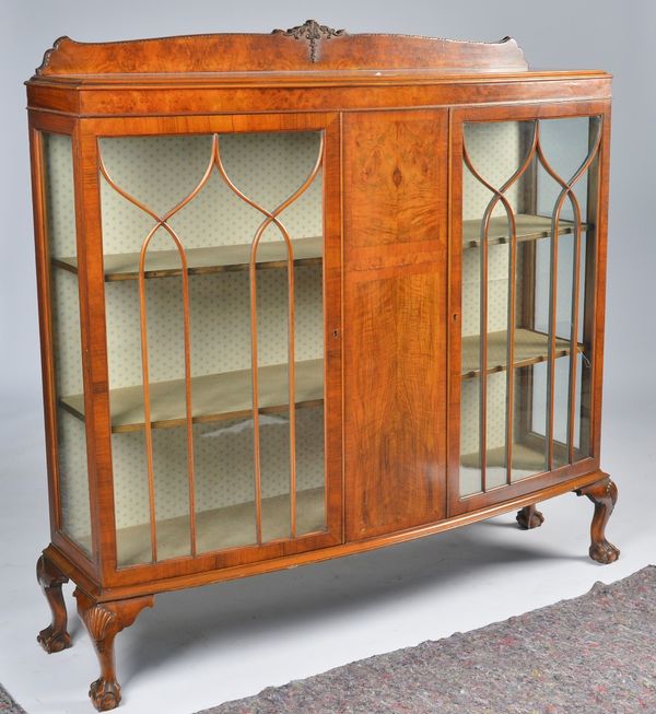 A GEORGE II STYLE WALNUT DISPLAY CABINET