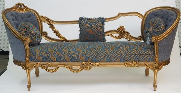 A MODERN LOUIS XV STYLE  GILTWOOD CHAISE LOUNGE