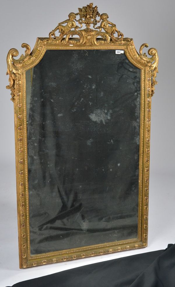 A FRENCH LATE 19TH CENTURY GILTWOOD AND COMPOSITION PIER MIRROR