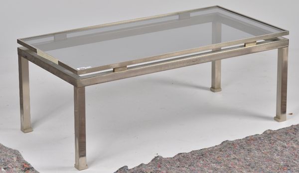 GUY LEFEVRE; A 20TH CENTURY RECTANGULAR GLASS TOP COFFEE TABLE