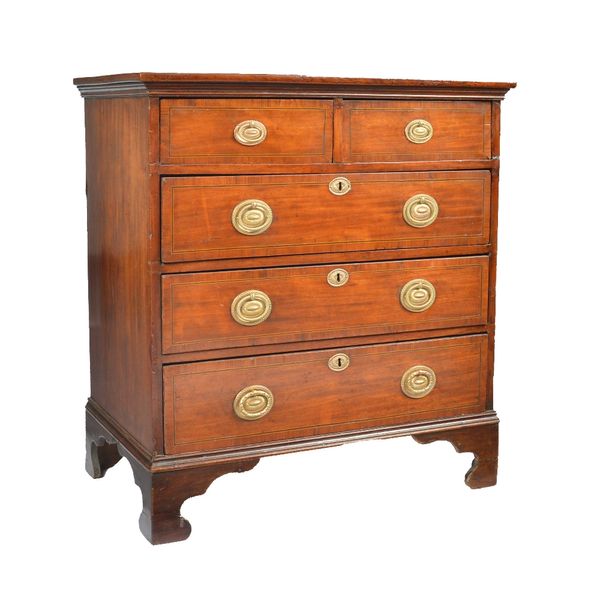 A SMALL 19TH CENTURY INLAID MAHOGANY CHEST