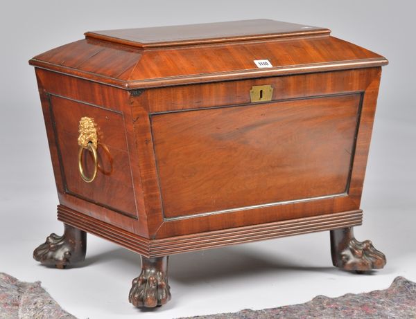 A REGENCY MAHOGANY SARCOPHAGUS CELLARETTE