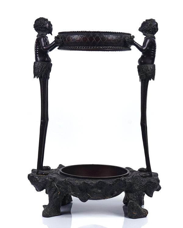 A JAPANESE BRONZE STICK STAND