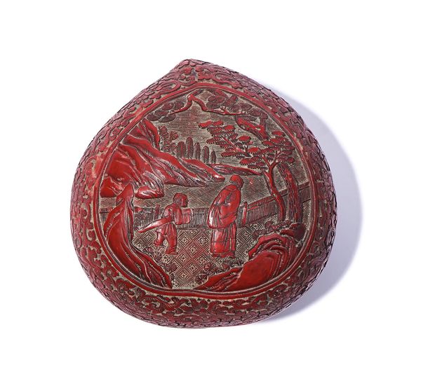 A CHINESE CINNABAR LACQUER BOX AND COVER