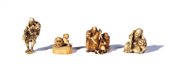 FOUR JAPANESE IVORY NETSUKE (4)