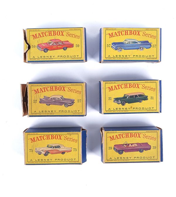 SIX BOXED MATCHBOX LESNEY BOXED DIECAST MODEL VEHICLES (6)