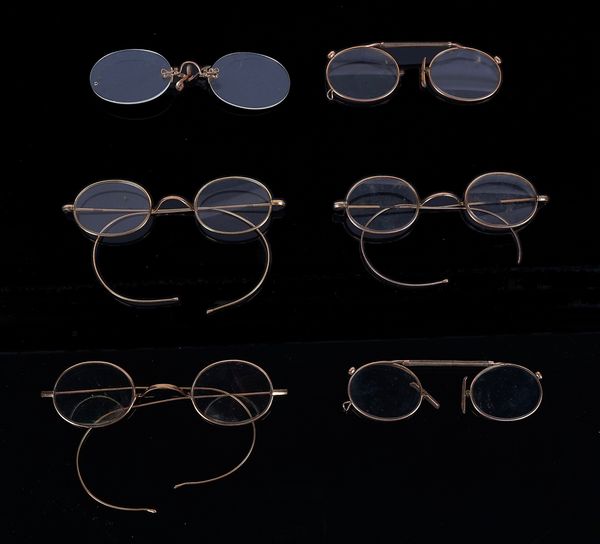 SIX PAIRS OF GOLD PLATED SPECTACLES