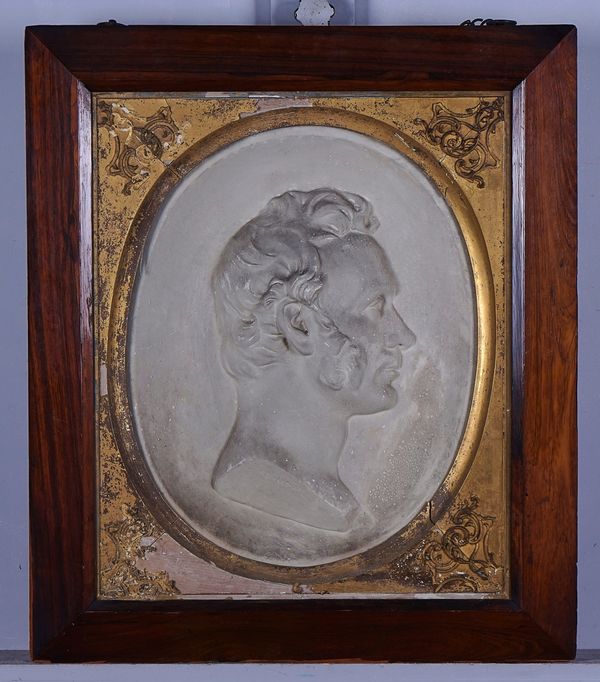 A 19TH CENTURY PLASTER PORTRAIT RELIEF