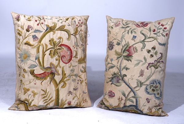 THREE EMBROIDERED/NEEDLEWORK CUSHIONS (3)