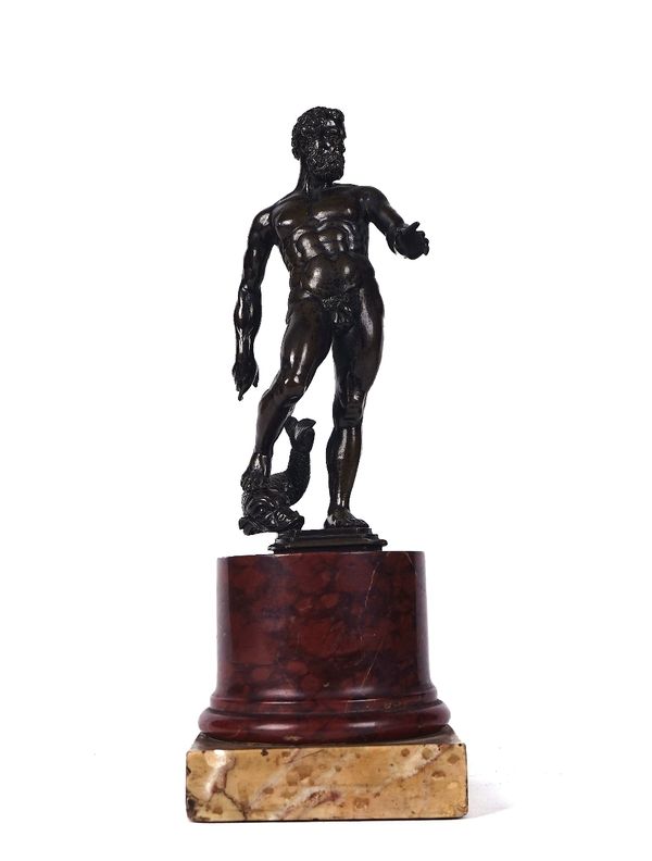 A  BRONZE FIGURE OF NEPTUNE