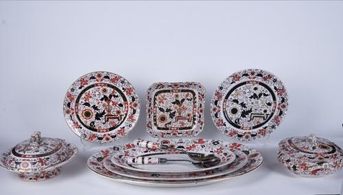 AN ASHWORTH BROS IRONSTONE `JAPAN' PATTERN ASSEMBLED PART DINNER AND DESSERT SERVICE (82)
