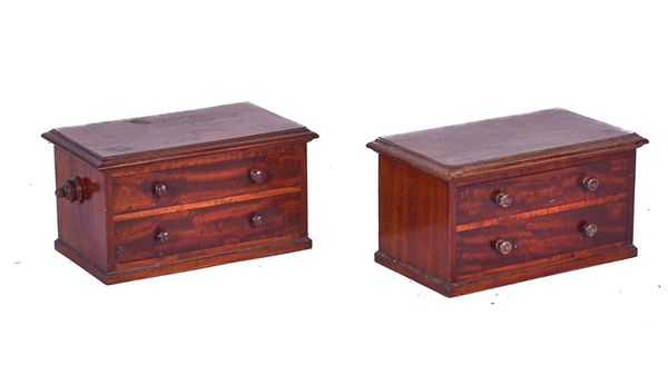 HOLLAND & SONS; A PAIR OF MID-19TH CENTURY MAHOGANY TWO DRAWER TABLE CABINETS (2)