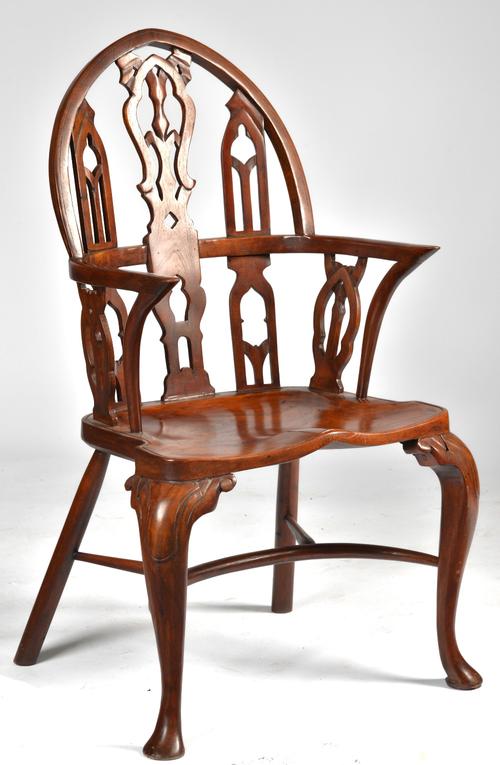 A GOTHIC REVIVAL ARCH BACK WINDSOR CHAIR