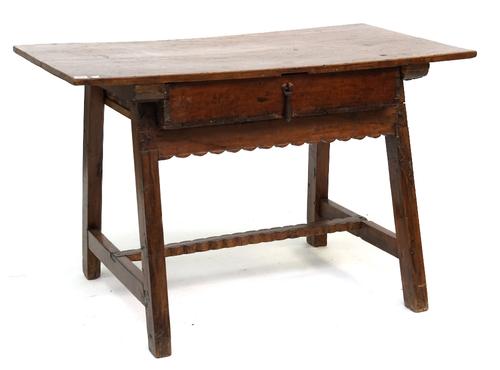 A 19TH CENTURY CONTINENTAL WALNUT SIDE TABLE