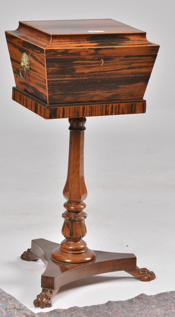 A REGENCY COROMANDEL AND ROSEWOOD TEAPOY