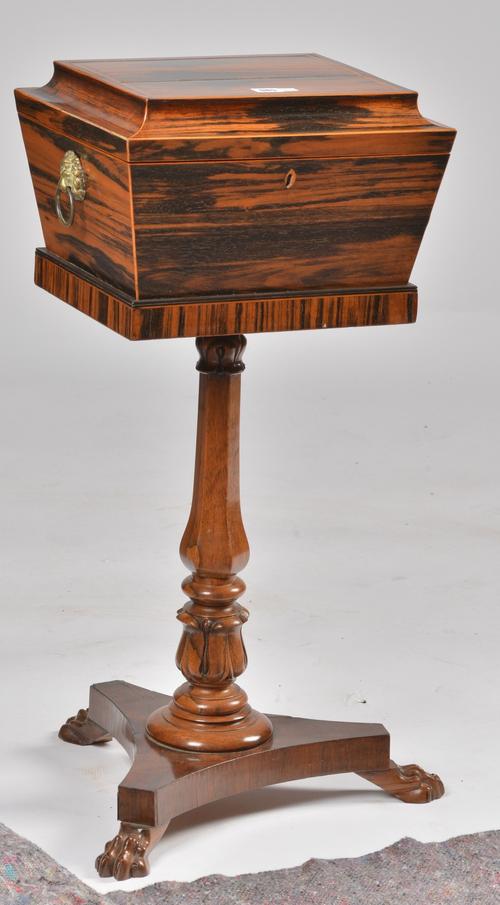A REGENCY COROMANDEL AND ROSEWOOD TEAPOY