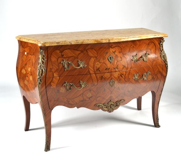 A LOUIS XV STYLE MARQUETRY COMMODE