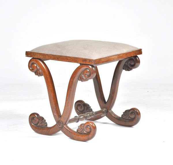 IN THE MANNER OF GILLOWS; A REGENCY ROSEWOOD FOOTSTOOL